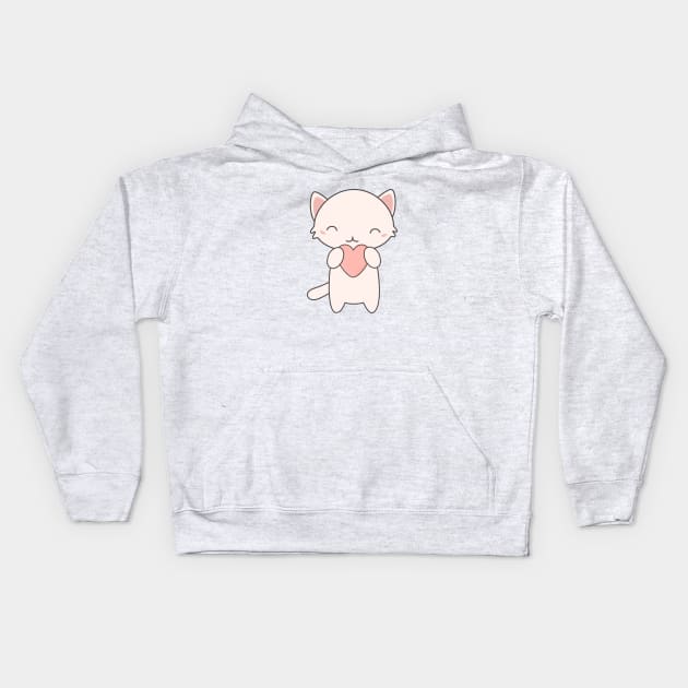 Kawaii Cute Cat With Heart T-Shirt Kids Hoodie by happinessinatee